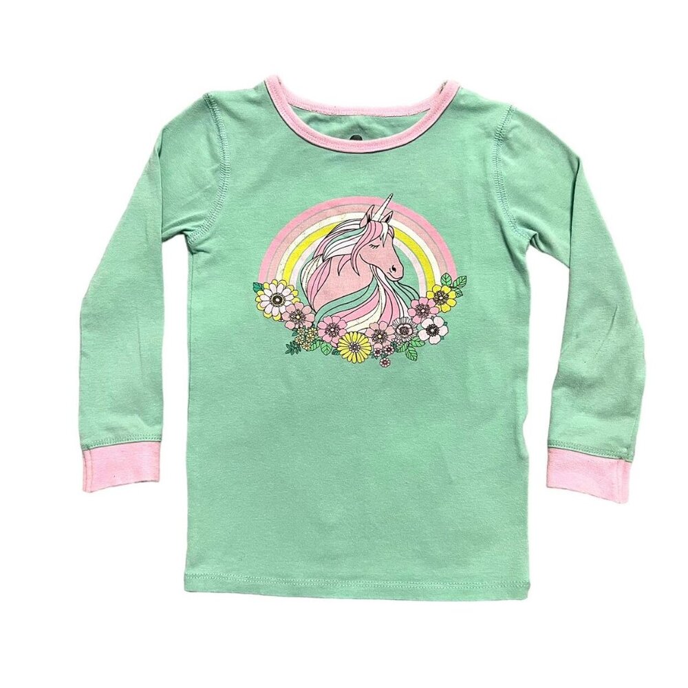 Cotton On Sz 3 Unicorn Rainbow Flowers Pajamas - Picture 2 of 9